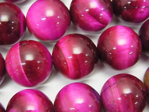 Pink Color Tiger Eye AA + Round 16mm half or 1strand (aprx.15inch / 36cm)