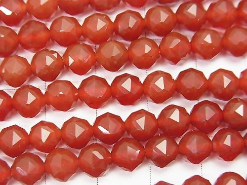 Hohe Qualität! Rote Achat AAA Stern Facettiert Rund 6mm 1Strang Perlen (ca. 15 Zoll / 37 cm)
