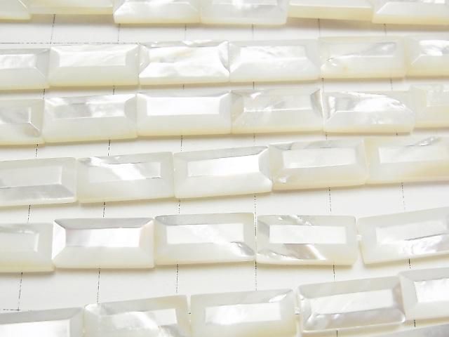 Coquille Blanche de Haute Qualité (Huître à lèvre argentée) AAA Rectangle Facetté 13x6mm 1/4 ou 1 fil perles (env. 38cm)
