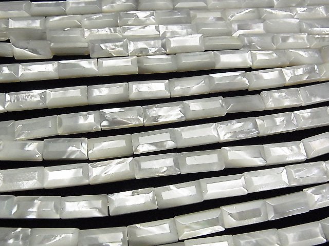 High Quality White Shell (Silver-lip Oyster )AAA Faceted Rectangle 13x6mm 1/4 or 1strand beads (aprx.15inch/38cm)