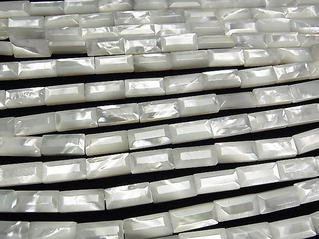 High-quality white shell (Silver-lip Oyster) AAA faceted rectangle beads, 13x6mm, 1/4 or 1 strand (approx. 15 inches/38 cm)