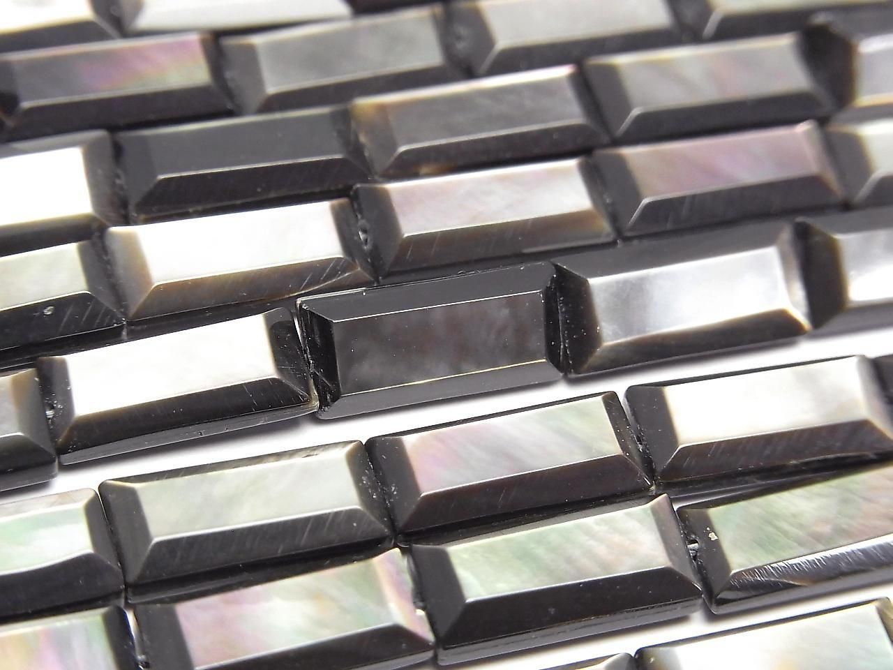 Coque noire de haute qualité (huître à lèvres noires) AAA Rectangle facetté 13x6mm 1/4-1fil de perles (environ 15 pouces/38cm)
