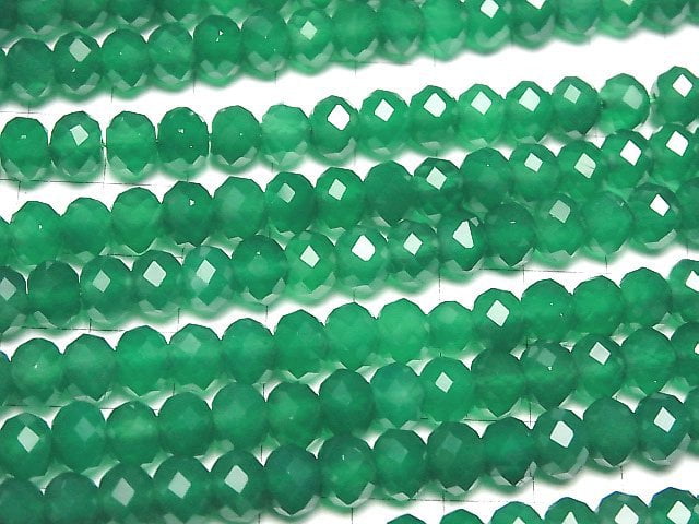 Hochwertig! Grüner Onyx AAA Facettierte Knopf Rondelle 8x8x6mm halb oder 1strang Perlen (ca. 15 Zoll / 37 cm)