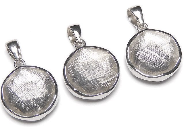 Meteorite (Muonionalusta ) Pendant Both Side Finish 14mm Silver925