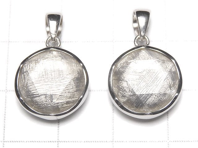 Meteorite (Muonionalusta ) Pendant Both Side Finish 14mm Silver925