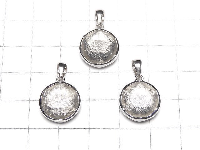 Meteorite (Muonionalusta ) Pendant Both Side Finish 14mm Silver925