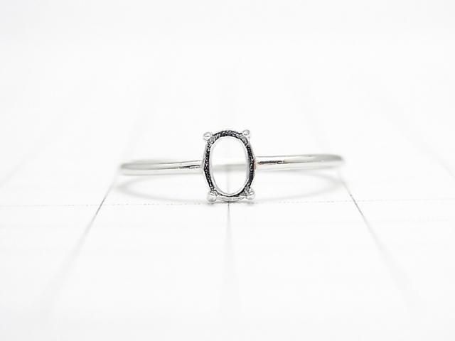 Silber 925 Ringrahmen (Krappenfassung) Oval 6x4mm Rhodium beschichtet 1Stück