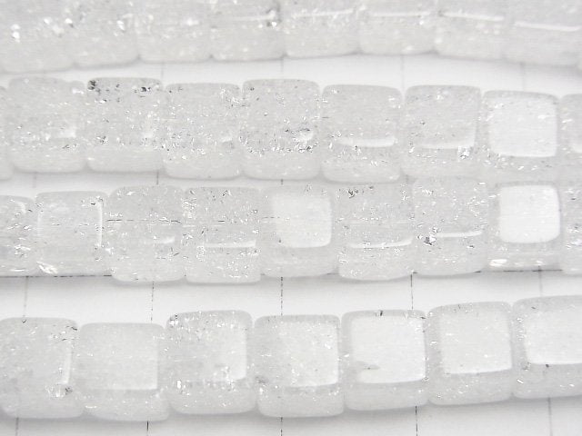Cracked Crystal Cube 6x6x6mm half or 1strand beads (aprx.15inch/38cm)
