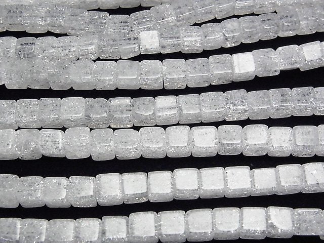Cracked Crystal Cube 6x6x6mm half or 1strand beads (aprx.15inch/38cm)