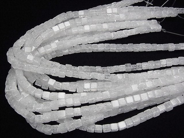 Cracked Crystal Cube 6x6x6mm half or 1strand beads (aprx.15inch/38cm)