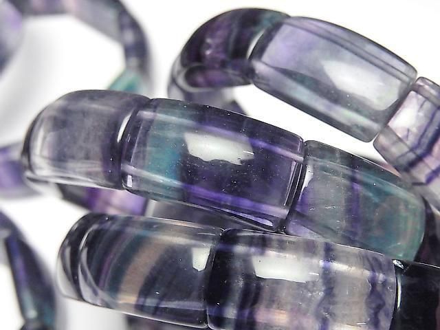 Mongolischer Multicolor Fluorit AAA 2-Loch Rechteck 23x13x8mm 1 Strang (Armband)