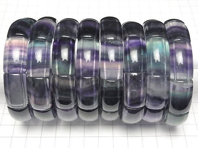 Mongolischer Multicolor Fluorit AAA 2-Loch Rechteck 23x13x8mm 1 Strang (Armband)