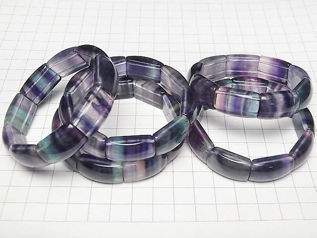 Mongolischer Multicolor Fluorit AAA 2-Loch Rechteck 23x13x8mm 1 Strang (Armband)