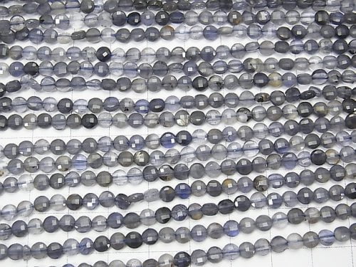 Hochwertig! 1Strang 9,79 $! Iolith AA facettiert Münze 4x4x2mm 1Strang Perlen (ca. 15 Zoll / 37 cm)