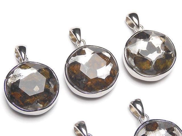 Pendentif Météorite Pallasite Kenya Sericho Finition Double Face 17mm Argent 925