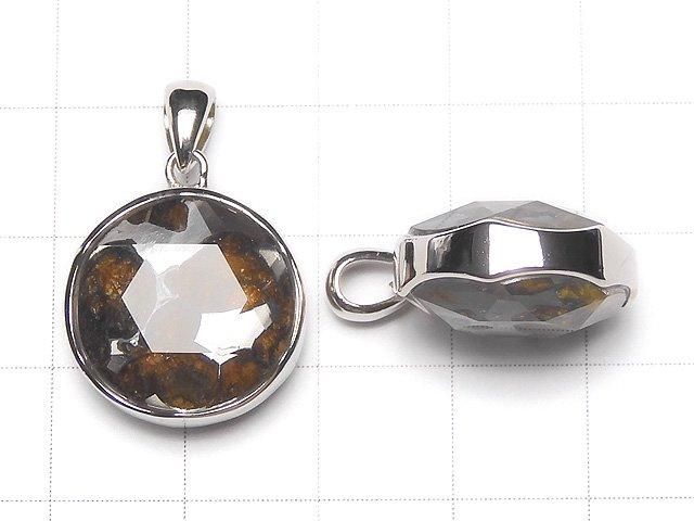 Pendentif Météorite Pallasite Kenya Sericho Finition Double Face 17mm Argent 925