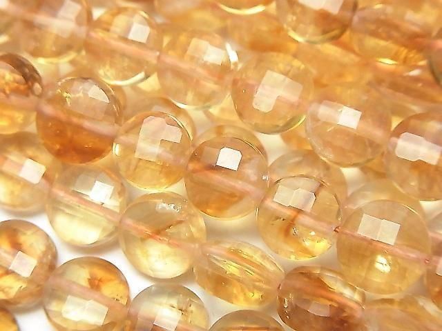 幻影黃水晶 AA++ 刻面錢幣形 8x8x5mm 半串或1串珠子 (約15英吋/36公分) 高品質!