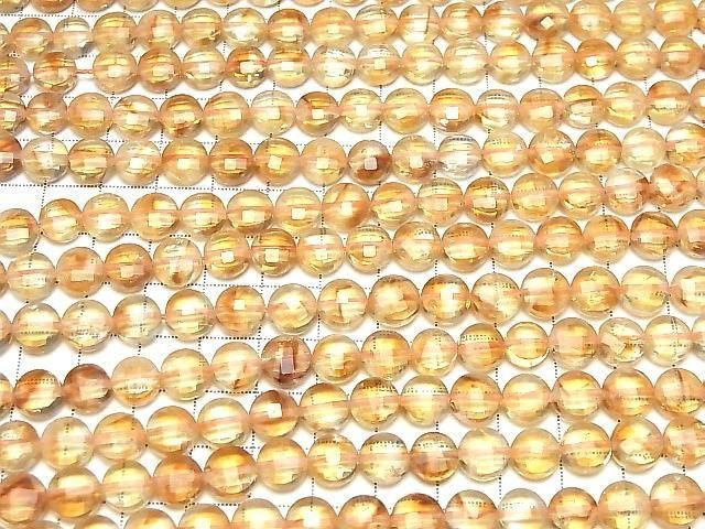 幻影黃水晶 AA++ 刻面錢幣形 8x8x5mm 半串或1串珠子 (約15英吋/36公分) 高品質!