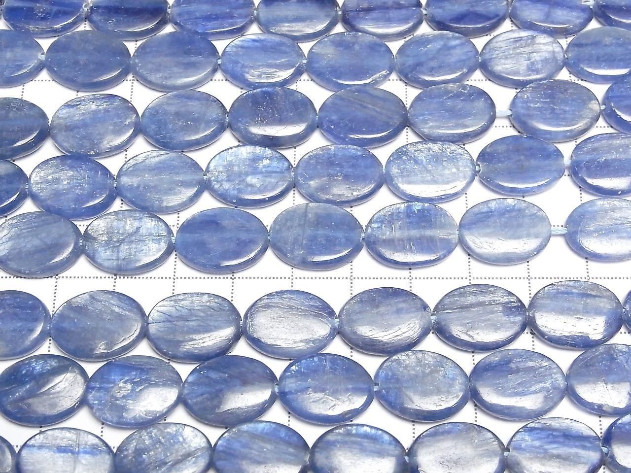 藍晶石 AA++ 橢圓形 16x12x4mm 半串或一串珠子 (約15英吋/37公分)