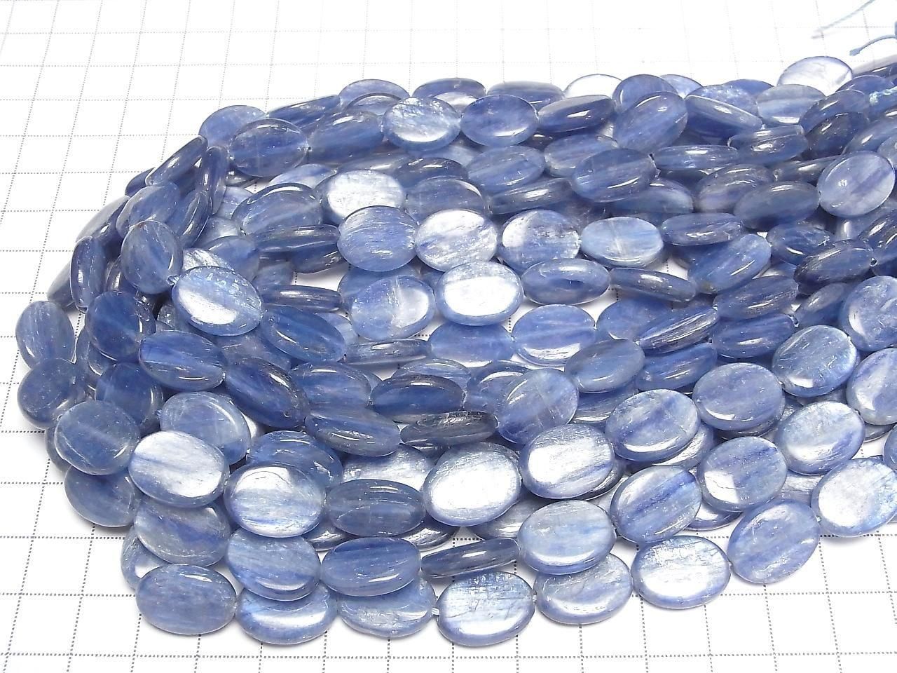 藍晶石 AA++ 橢圓形 16x12x4mm 半串或一串珠子 (約15英吋/37公分)