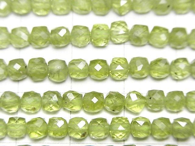 Hochwertig! Peridot AAA- Würfelform 4x4x4mm halbe oder 1Strang Perlen (ca. 15 Zoll/37 cm)