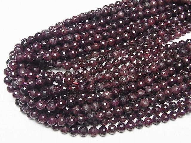 High Quality! Garnet AA++ 128Faceted Round 6mm 1strand beads (aprx.15inch/37cm)