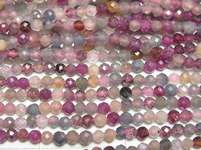 Hochwertig! Madagaskar mehrfarbiger Saphir AA+ facettiert rund 3mm halbe oder 1Strang Perlen (ca. 15 Zoll/37 cm)