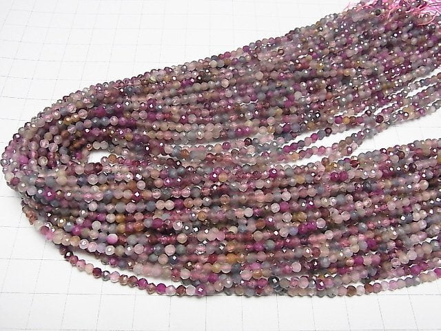 Hochwertig! Madagaskar mehrfarbiger Saphir AA+ facettiert rund 3mm halbe oder 1Strang Perlen (ca. 15 Zoll/37 cm)