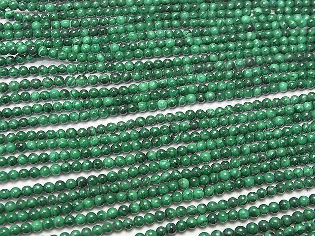 Malachit AA++ rund 3mm 1Strang Perlen (ca. 15 Zoll/37 cm)