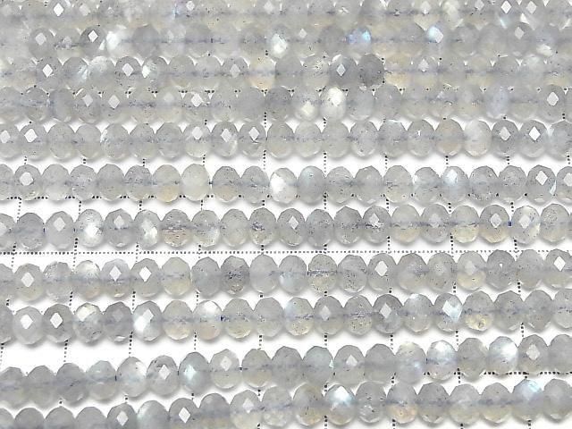 Haute qualité ! Labradorite AAA - Rondelle facettée bouton 6x6x4mm demi-fil ou 1 fil (env. 38cm)