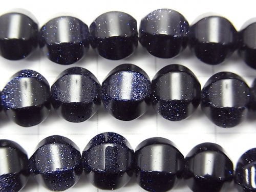 1strand $6.79! Blue Golden Sand Stone 6Faceted Round 8mm 1strand beads (aprx.14inch/35cm)