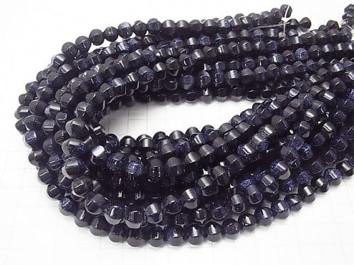 1strand $6.79! Blue Golden Sand Stone 6Faceted Round 8mm 1strand beads (aprx.14inch/35cm)