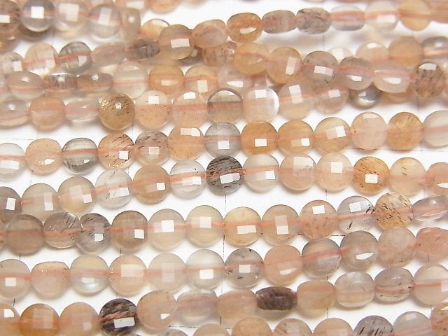 Hochwertig! 1 Strang 9,79 $! Multicolor Mondstein AAA- facettierte Münze 4x4x2mm 1 Strang Perlen (ca. 15 Zoll / 37 cm)