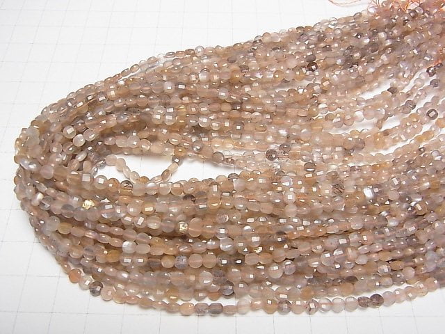 Hochwertig! 1 Strang 9,79 $! Multicolor Mondstein AAA- facettierte Münze 4x4x2mm 1 Strang Perlen (ca. 15 Zoll / 37 cm)