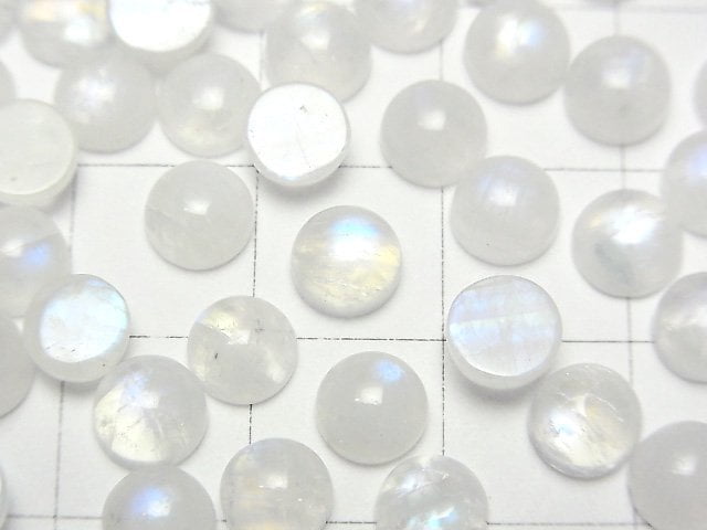 Hochwertiger Regenbogen-Mondstein AA++ Runde Cabochon 6x6mm 10 Stück