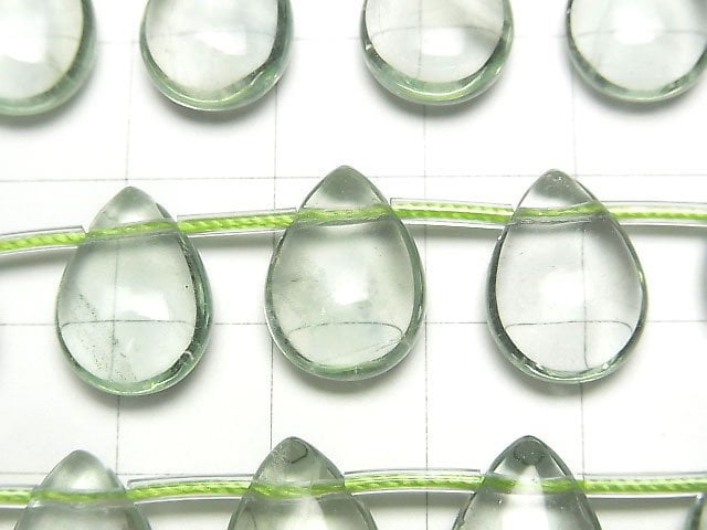 Grüner Fluorit AAA Birnenform (Glatt) 14x10x6mm halb oder 1strang Perlen (ca. 7 Zoll / 18 cm)