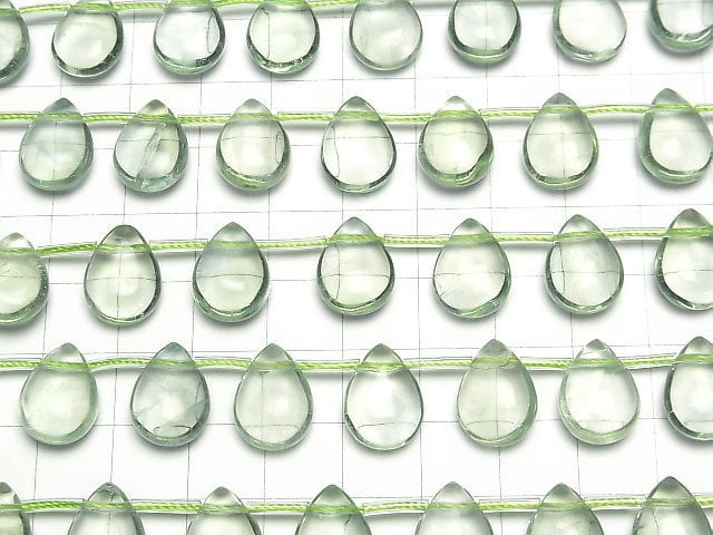 Grüner Fluorit AAA Birnenform (Glatt) 14x10x6mm halb oder 1strang Perlen (ca. 7 Zoll / 18 cm)