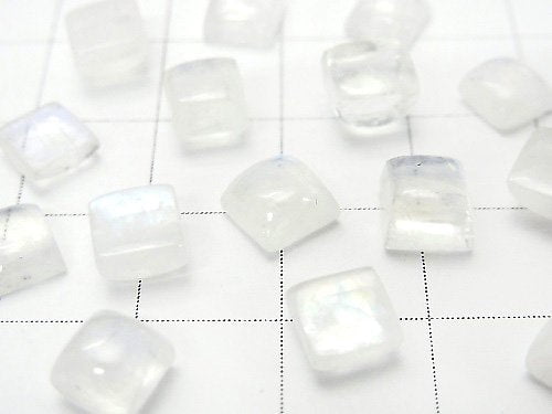 Hochwertiger Regenbogen-Mondstein AA++ Quadratische Cabochon 6x6mm 5 Stück