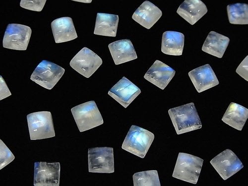 Hochwertiger Regenbogen-Mondstein AA++ Quadratische Cabochon 6x6mm 5 Stück