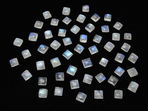 Hochwertiger Regenbogen-Mondstein AA++ Quadratische Cabochon 6x6mm 5 Stück