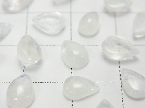 Hochwertiger Regenbogen-Mondstein AA++ Birnenform Cabochon 7x5mm 10 Stück