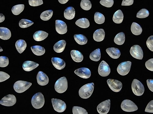 Hochwertiger Regenbogen-Mondstein AA++ Birnenform Cabochon 7x5mm 10 Stück