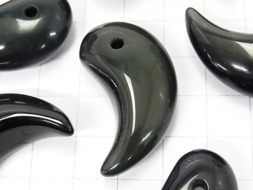 Regenbogen-Obsidian AAA Komma-förmige Perle 35x18mm 2Stücke
