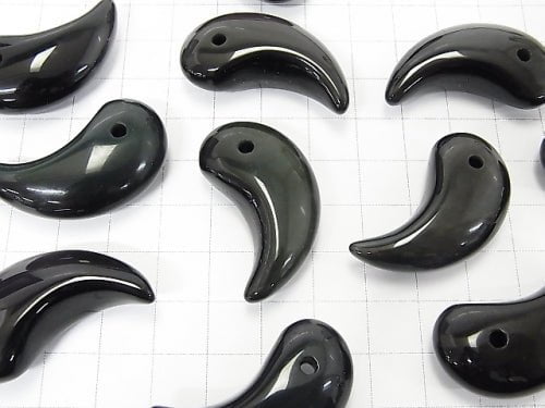 Regenbogen-Obsidian AAA Komma-förmige Perle 35x18mm 2Stücke