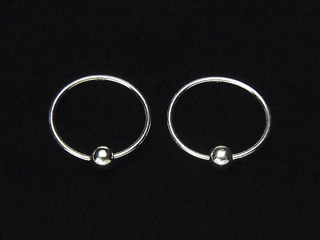 Silver 925 Round Hoop Earrings, 12mm, 1 pair