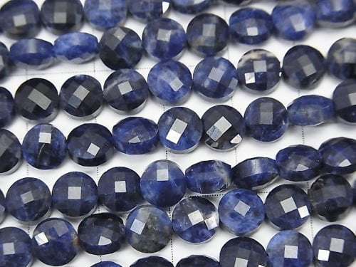 High Quality! 1strand $9.79! Sodalite AA++ Faceted Coin 6x6x4mm 1strand beads (aprx.15inch/37cm)