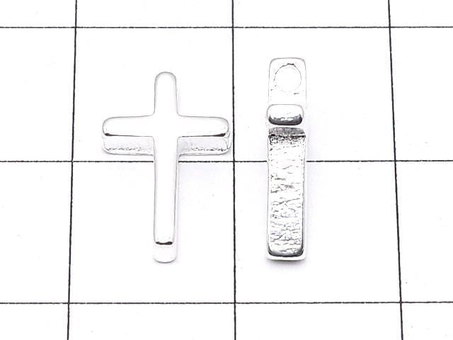 Metal Parts charm, 13x8.5mm, Cross shape, Silver color, 3 pieces