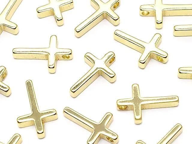 金屬吊飾 13x8.5mm 十字架形狀 金色 3個