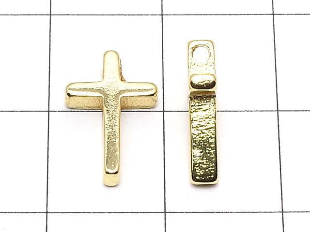 Metal Parts charm, 13x8.5mm, Cross shape, Gold color, 3 pieces
