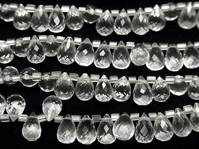 Hochwertiger Kristall AAA Tropfen facettiert Briolette 8x5x5mm halb oder 1Strang Perlen (22Stück)